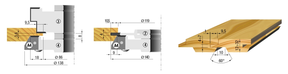 Wendeplatten Nut-und Federfräser-Set 140x-x30xZ=2+4+4+2 V=12